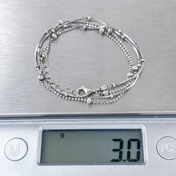 Estate Sterling Silver 925 Double Chain Anklet 8.75–9.75” - Picture 7 of 7